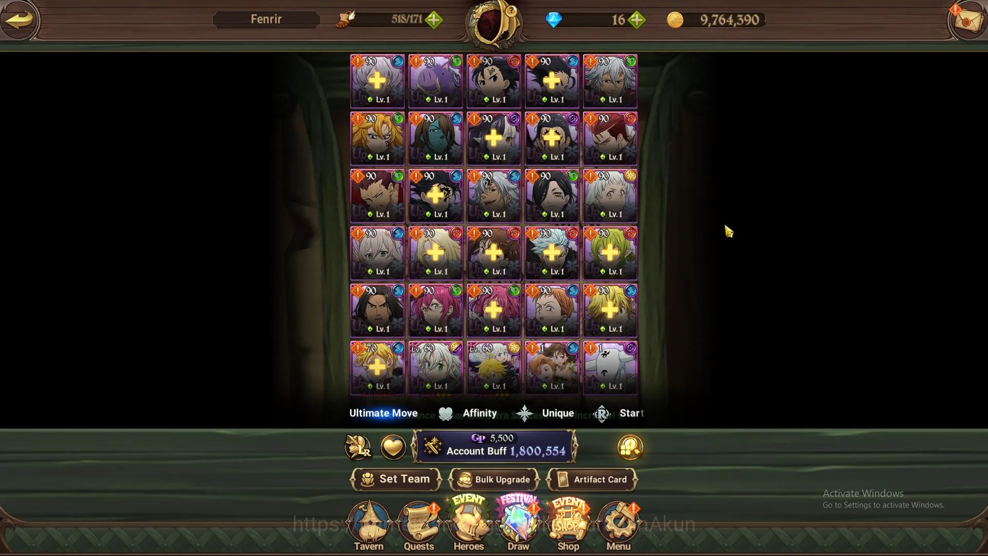 The Seven Deadly Sins: Grand Cross Accounts Midgame ASIA|1,8M CC|1 LR+6 UR+Full Collab 5