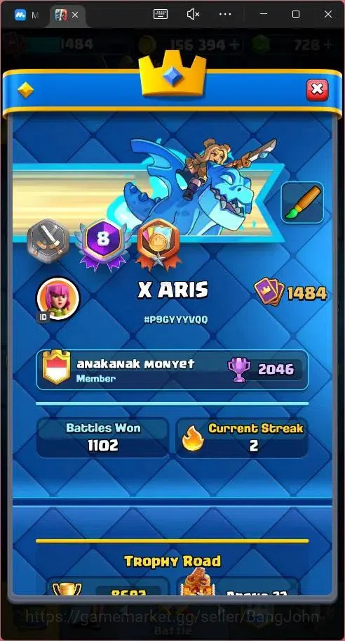 Clash Royale Accounts Global |CL 1484|KTL 14|Trophy 8692|121 Cards|1 MAX image 3