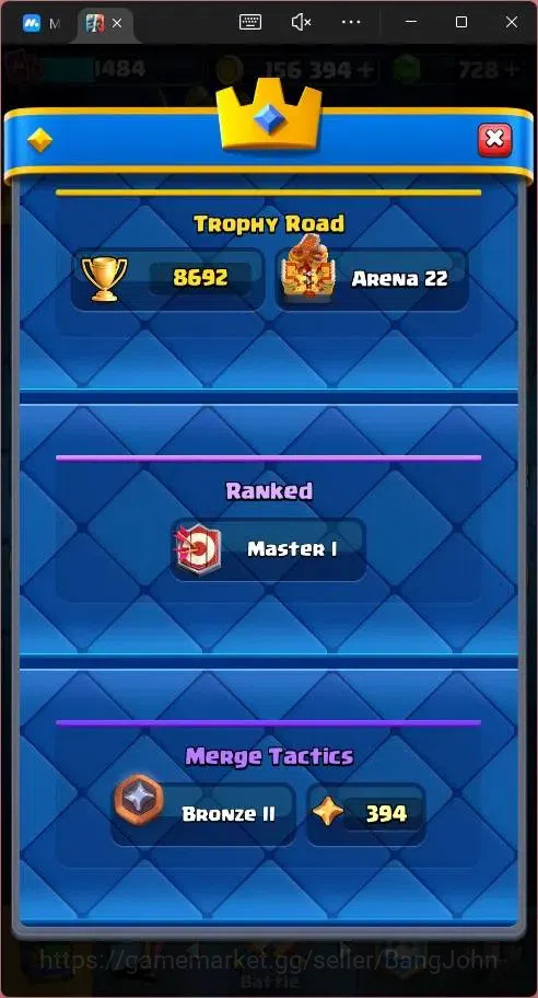 Clash Royale Accounts Global |CL 1484|KTL 14|Trophy 8692|121 Cards|1 MAX image 4