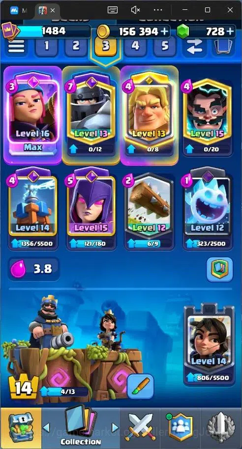 Clash Royale Accounts Global |CL 1484|KTL 14|Trophy 8692|121 Cards|1 MAX image 6