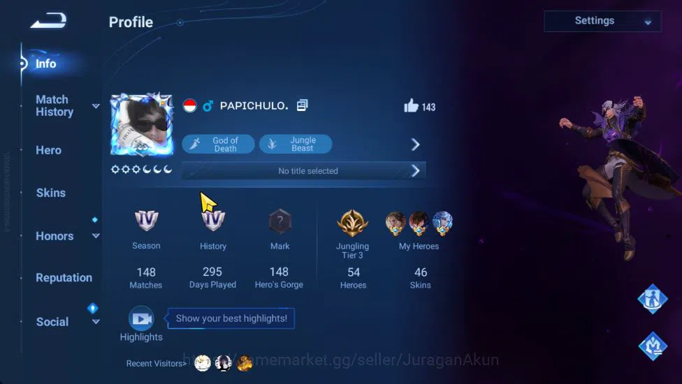 Honor of Kings Smurf Hero 54 Skin 46 |Fresh Starter| Worldy 3 [Huang Zh image 1