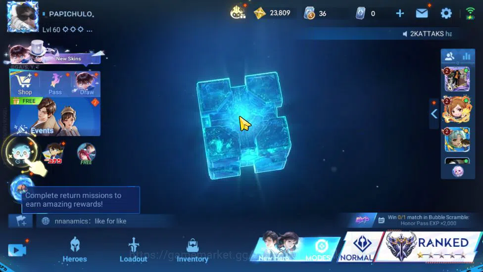 Honor of Kings Accounts Smurf Hero 54 Skin 46 |Fresh Starter| Worldy 3 [Huang Zhong,Liu Bei,Cai Yan]+ SNK Nekururu 3