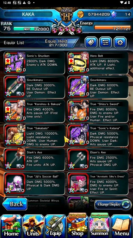 Grand Summoners Accounts Starter Global|Rank 75|19 Ascend [HoukaTW,ChloeTW,SakuraTW,DLRimuruTW,ShizuTW,Etc]+Lpot 5