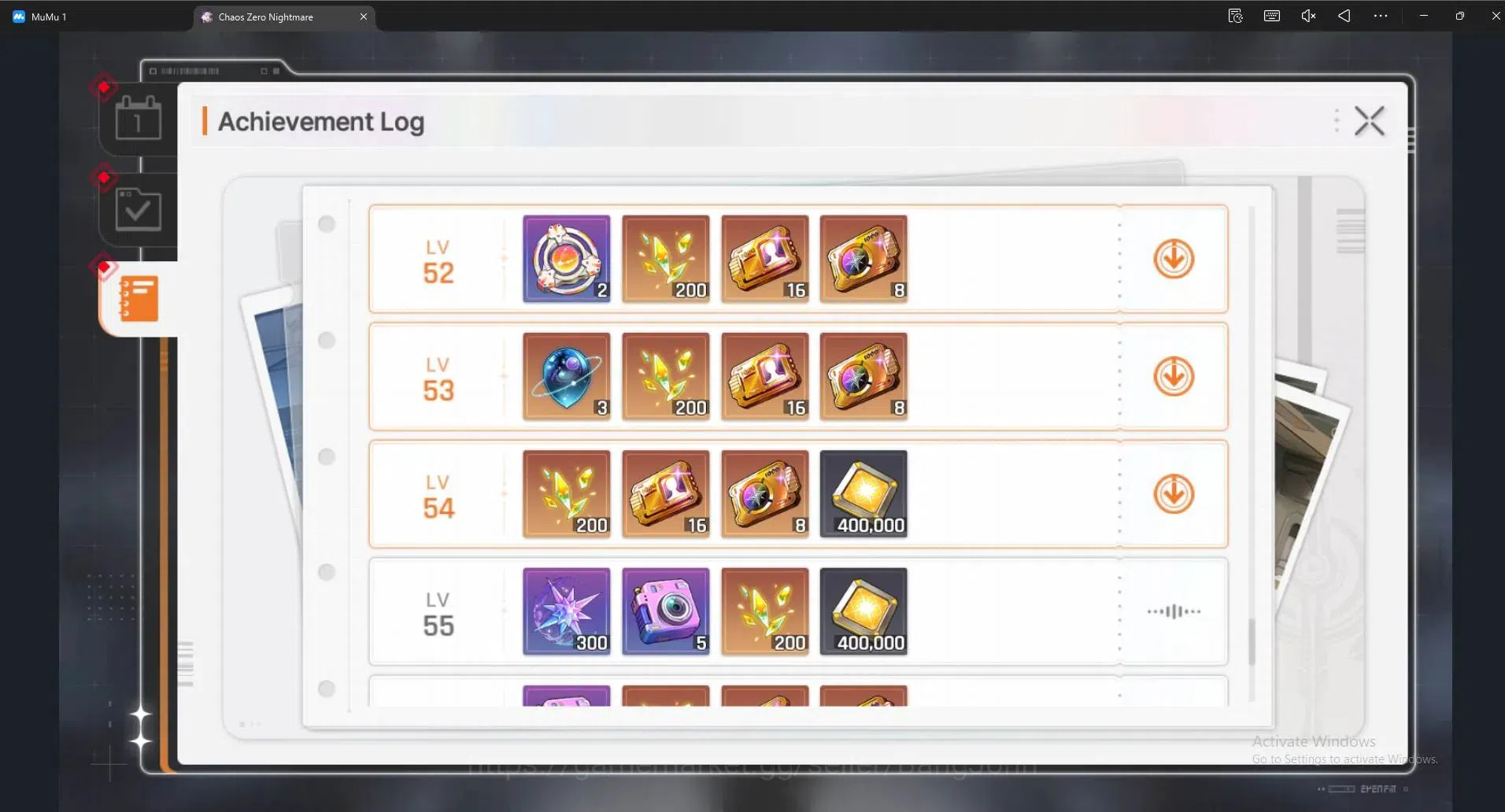 Chaos Zero Nightmare Accounts ASIA |LV54 |SSR 9 |Heidemarie ME2 |Reona ME1 | Sel image 1