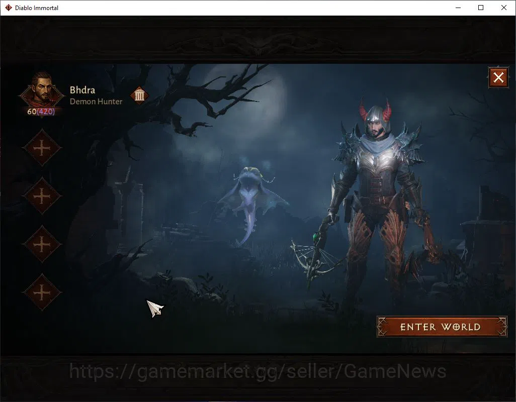Diablo Immortal Accounts Mid-Tier SA- Malah| Lv60(420)| Demon Hunter |32K CR | Reso 480| Cosmetic | Hell III |Paragon