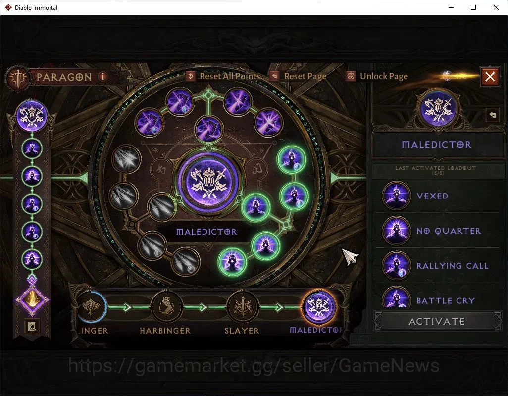 Diablo Immortal Accounts Mid-Tier SA- Malah| Lv60(420)| Demon Hunter |32K CR | Reso 480| Cosmetic | Hell III |Paragon 10