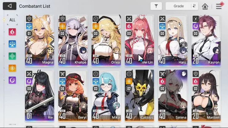Chaos Zero Nightmare Accounts GLOBAL Lv40| 7 SSR (Haru+Sign,MagnaM1,Khalipe,Orlea,MeiLin,Kayron,Rin)+ 11SR (BerylM6,etc)+ 36 2