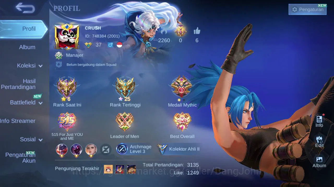 Mobile Legends: Bang Bang Accounts skin 173, Hero 122 saber freya, sparkle melissa, L image 2