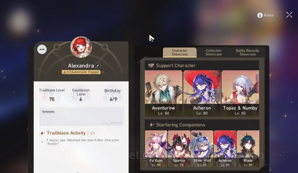 Honkai Star Rail Mid Game ASIA|TL70|13 Limited [Acheron+Sign,Dr Ratio+Sign,S image 1