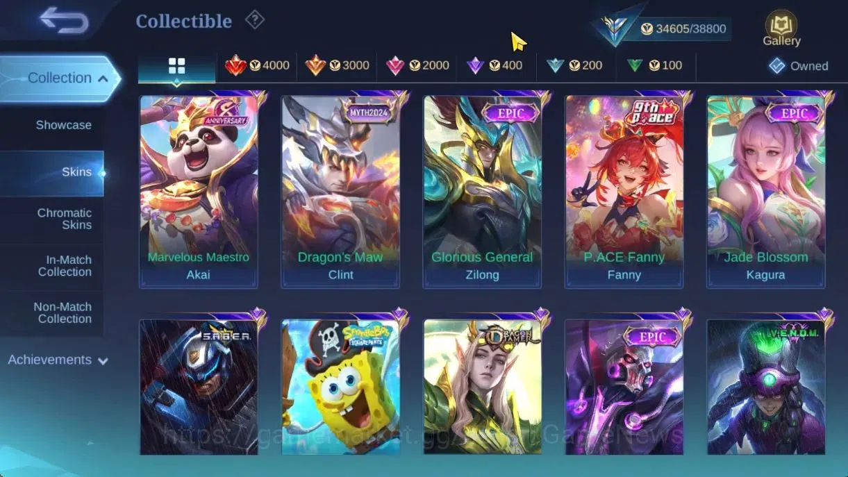 Mobile Legends: Bang Bang Accounts Hero 122|Skin 160|High Glory 63|KOF Karina,Spongeb image 7