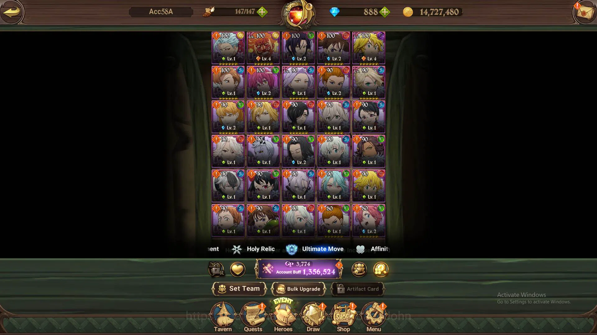 The Seven Deadly Sins: Grand Cross Accounts Others ASIA|1.3M CC|LS 200+DM 888|UR Demon King Meliodas,etc|check SS|7DS378B 4