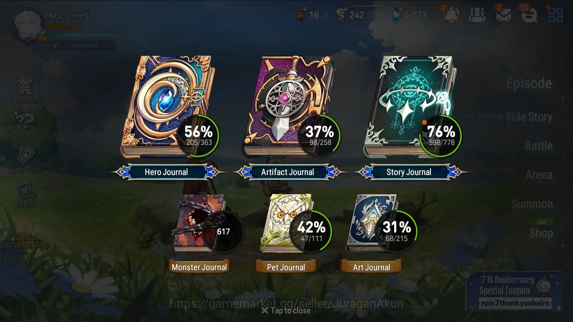 Epic Seven Accounts Collaboration Hero Global 2