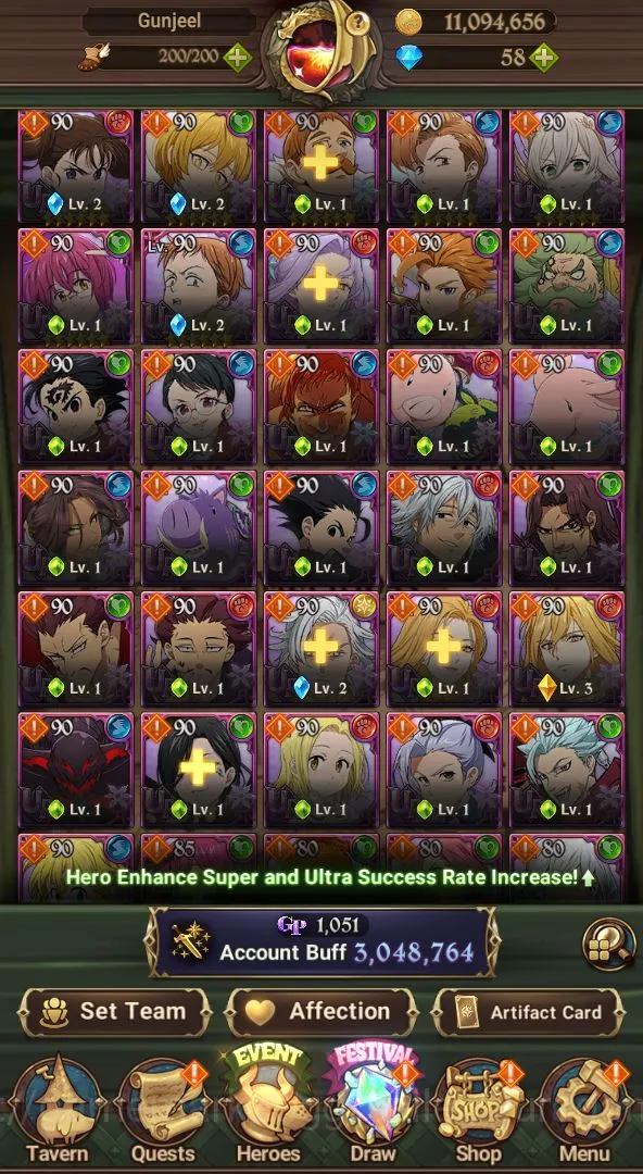 The Seven Deadly Sins: Grand Cross Accounts Midgame Asia |3.5M CC| 2LR + 6UR + Many Collabs 3