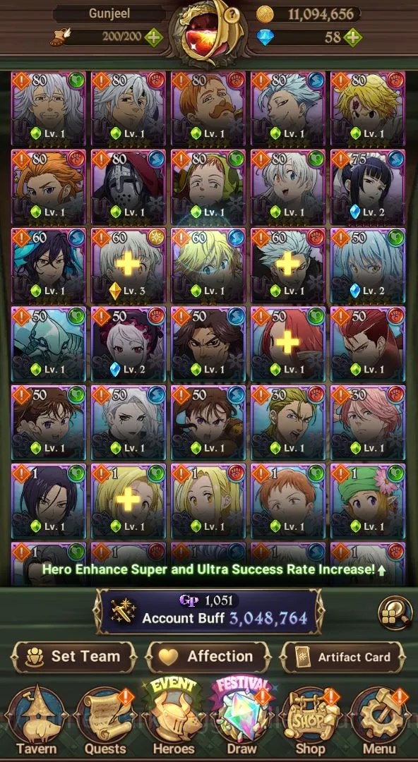 The Seven Deadly Sins: Grand Cross Accounts Midgame Asia |3.5M CC| 2LR + 6UR + Many Collabs 4