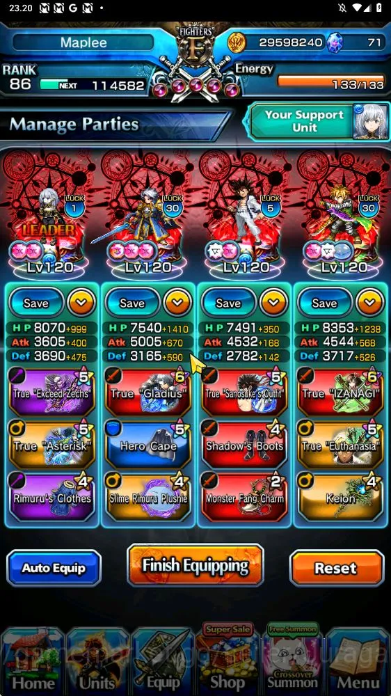 Global|Rank 86|20 Ascend (WH FenTW,UP RoyTW,SanosukeTW,ShizuTW,KenshinTW,etc)+SpArt Shizu| CheckSS (GS1380) Grand Summoners Mid-Game Global|Rank 86|20 Ascend (WH FenTW,UP RoyTW,Sanosu image 1