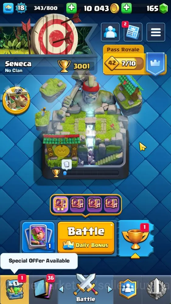 Lvl 18|Trophy 3001| KTL 8 | Card 51 | 2 EVO, 10 Epic, 20 Rare, 21 Common |Gems 165|TakeEmail(CR959) Clash Royale Starter Lvl 18|Trophy 3001| KTL 8 | Card 51 | 2 EVO, 10 Ep image 1