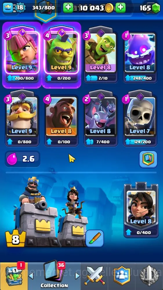 Clash Royale Accounts Starter Lvl 18|Trophy 3001| KTL 8 | Card 51 | 2 EVO, 10 Epic, 20 Rare, 21 Common |Gems 2