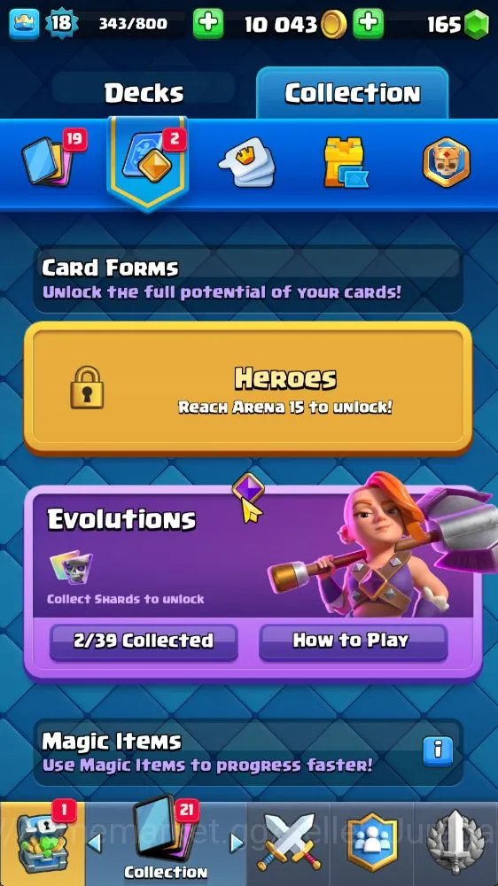 Clash Royale Accounts Starter Lvl 18|Trophy 3001| KTL 8 | Card 51 | 2 EVO, 10 Epic, 20 Rare, 21 Common |Gems 4