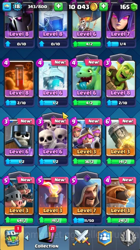 Clash Royale Accounts Starter Lvl 18|Trophy 3001| KTL 8 | Card 51 | 2 EVO, 10 Epic, 20 Rare, 21 Common |Gems 6