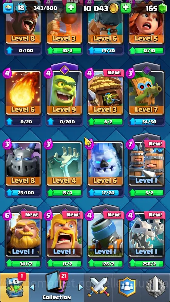 Clash Royale Accounts Starter Lvl 18|Trophy 3001| KTL 8 | Card 51 | 2 EVO, 10 Epic, 20 Rare, 21 Common |Gems 7