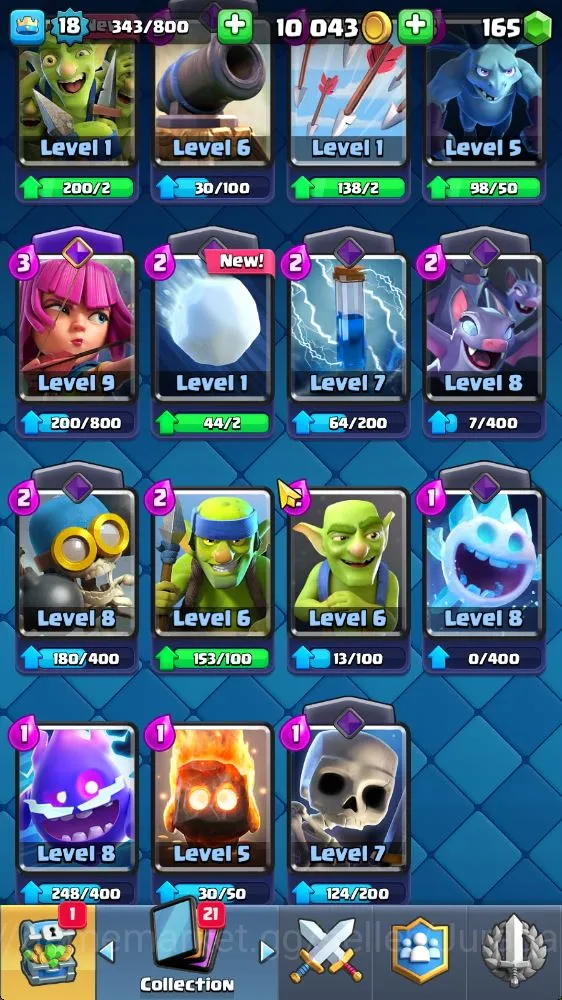 Clash Royale Accounts Starter Lvl 18|Trophy 3001| KTL 8 | Card 51 | 2 EVO, 10 Epic, 20 Rare, 21 Common |Gems 8