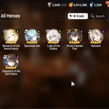 Epic Seven Accounts High-End ASIA UnVerif|New Era|6 ML (LOT Scales,Har Setti,SOD Diene,Etc)+A.Ludwig,Ivana,Etc|72K