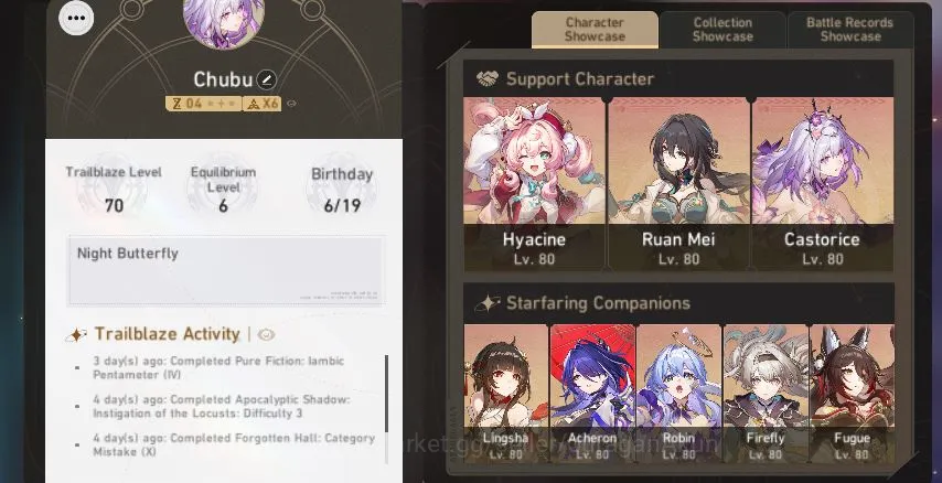 Honkai Star Rail End Game Asia|TL 70|19 Limited|Castorice+Sign,Hyacine+Sign, image 1