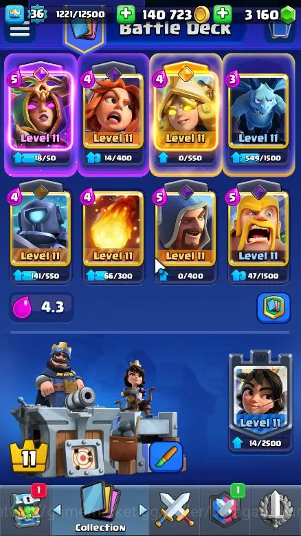 Clash Royale Accounts Midgame Lvl 36|Trophy 5822|Limited Skin|KTL 11|Card 114|1Hero,4 EVO,1 Champ,21 Legend,33 Epic,30 5
