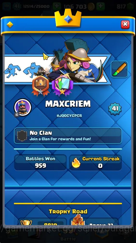 Clash Royale Accounts Lvl 41|Trophy 8910|KTL 13|Limited Skin|Card 121| 2 image 2