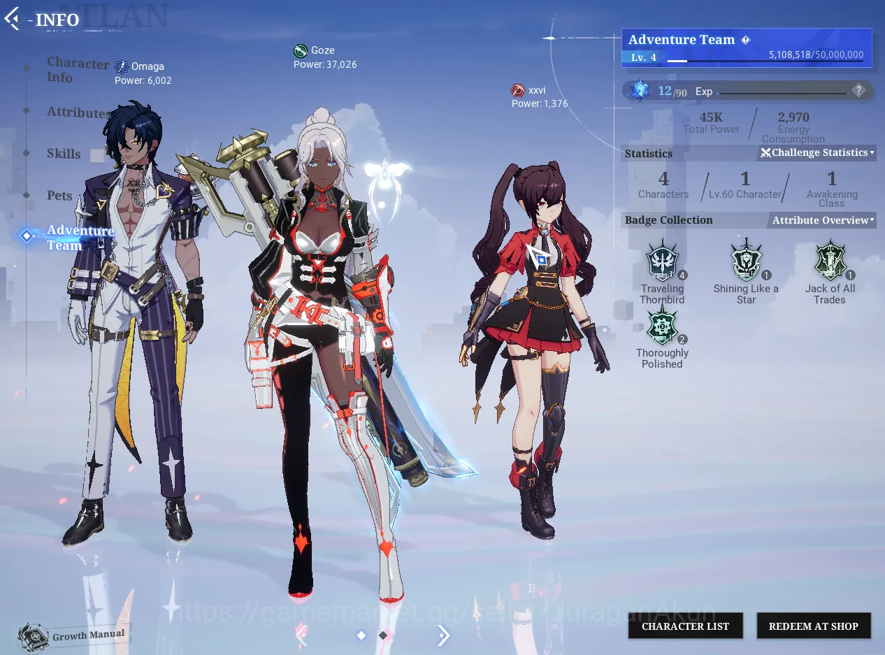 Crystal of Atlan Accounts Fresh SV THR 07 (ID) | Gunner Lv 60 Power 37k Power + 3 Pet + Many Resource |Log Google| Check SS 7