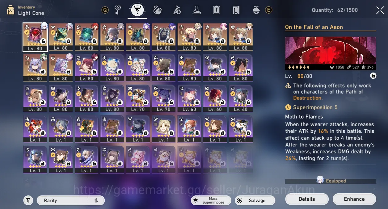 Honkai Star Rail Accounts End Game ASIA [TL70] 14 Limited (Castorice+Sign 3