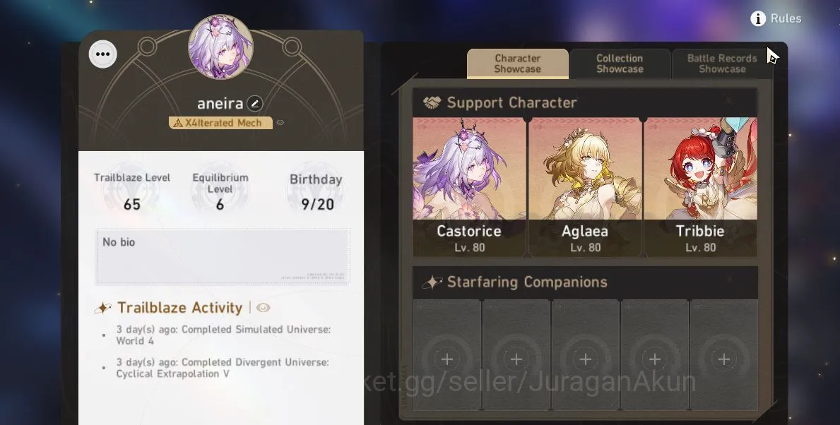 Honkai Star Rail Mid Game Asia|TL 65|6 Limited|[Castorice+Sign,Aglaea+Sign,3 image 1