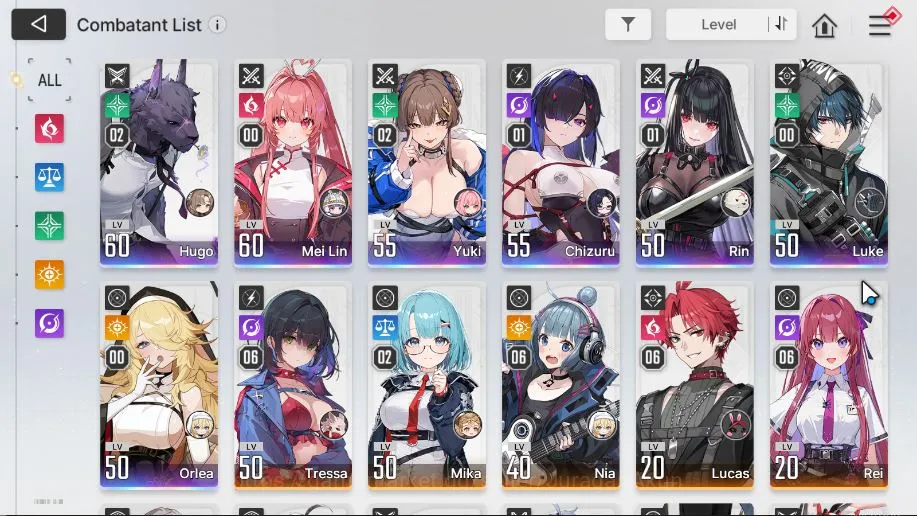 Chaos Zero Nightmare Accounts GLOBAL|Lv 50|7 SSR[ChizuruM1,YukiM2,HugoM2,MeiLin,Rin,Luke,Orlea,Etc]+11 SR|Log 2