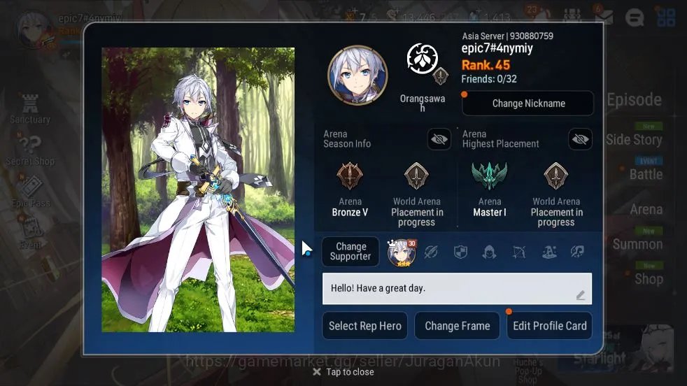 Epic Seven Accounts Asia Unverif|11 ML(SP Politis,DB Senya,SE Celine,D image 2