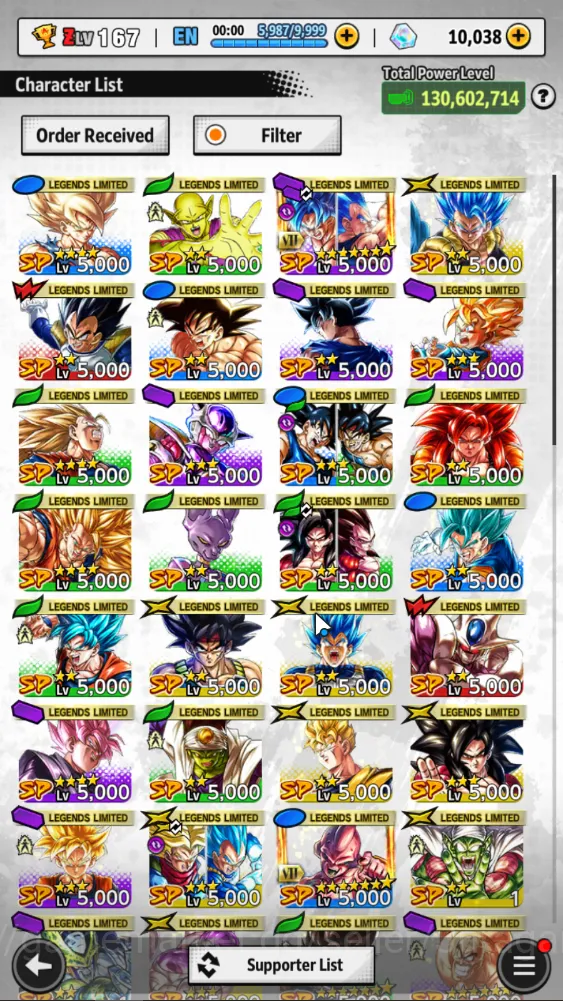 Dragon Ball Legends Accounts Mid-Tier 130M Total Power|LV 167|6 UL+ 33 LL|Beast Gohan,Vegeta,Frieza Full Power,Omega Shenron 4
