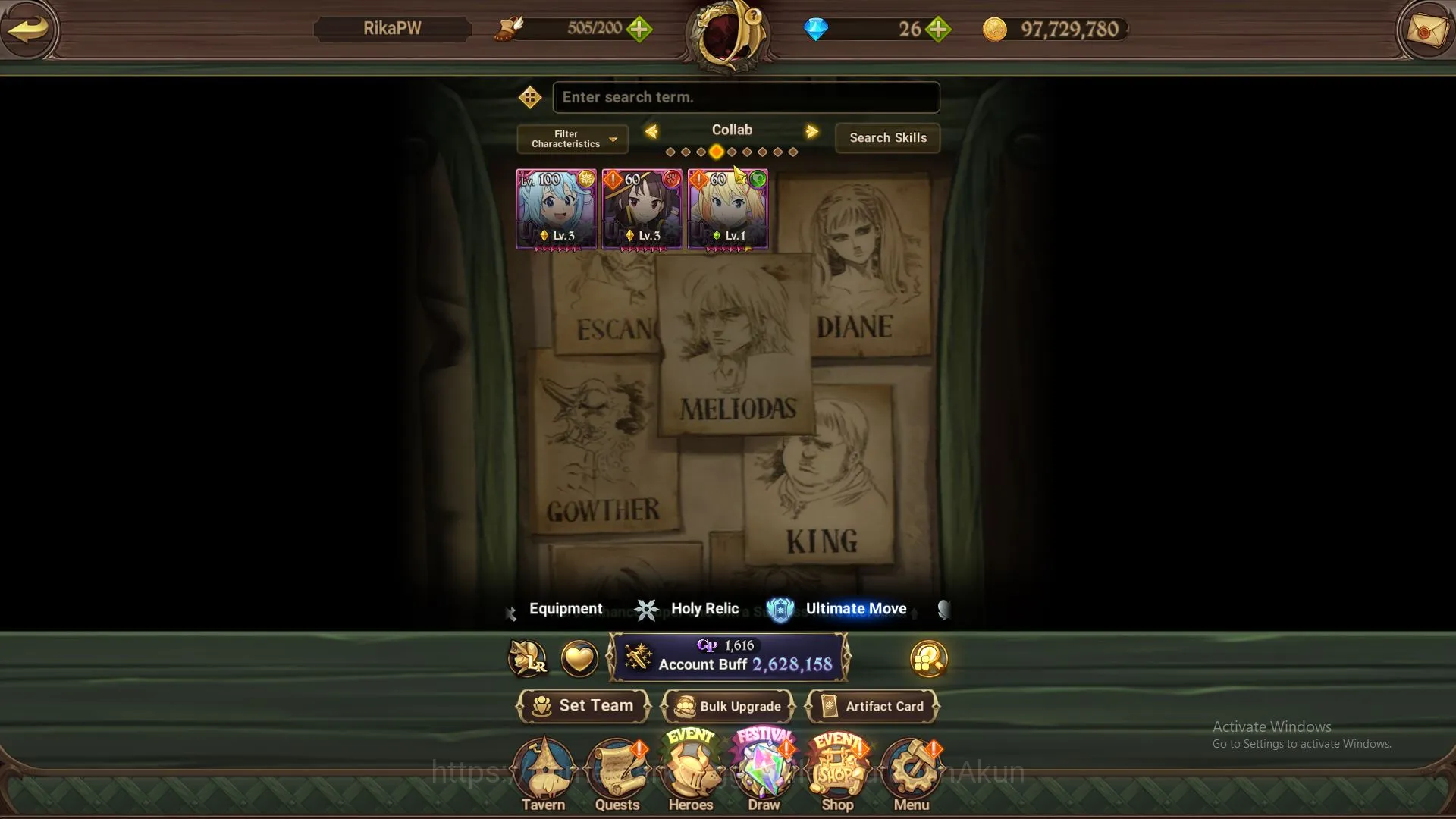 The Seven Deadly Sins: Grand Cross Accounts Midgame Global|2,6M CC|2 LR+5 UR + Collab 3