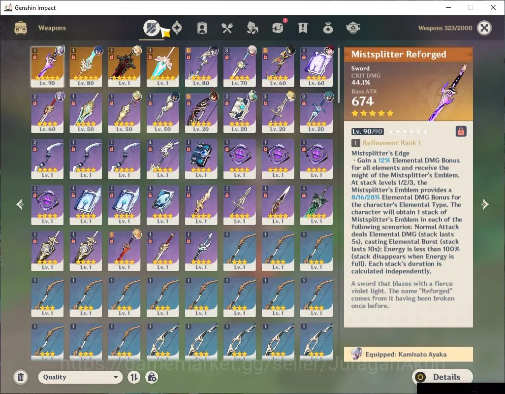 Genshin Impact Accounts Mid Game ASIA|AR 55|4 Limited+4 [5 Star's Weapon]|Ayaka+Sign[Yelan,Kazuha,Arlecchino][Jean Etc]|MC 2