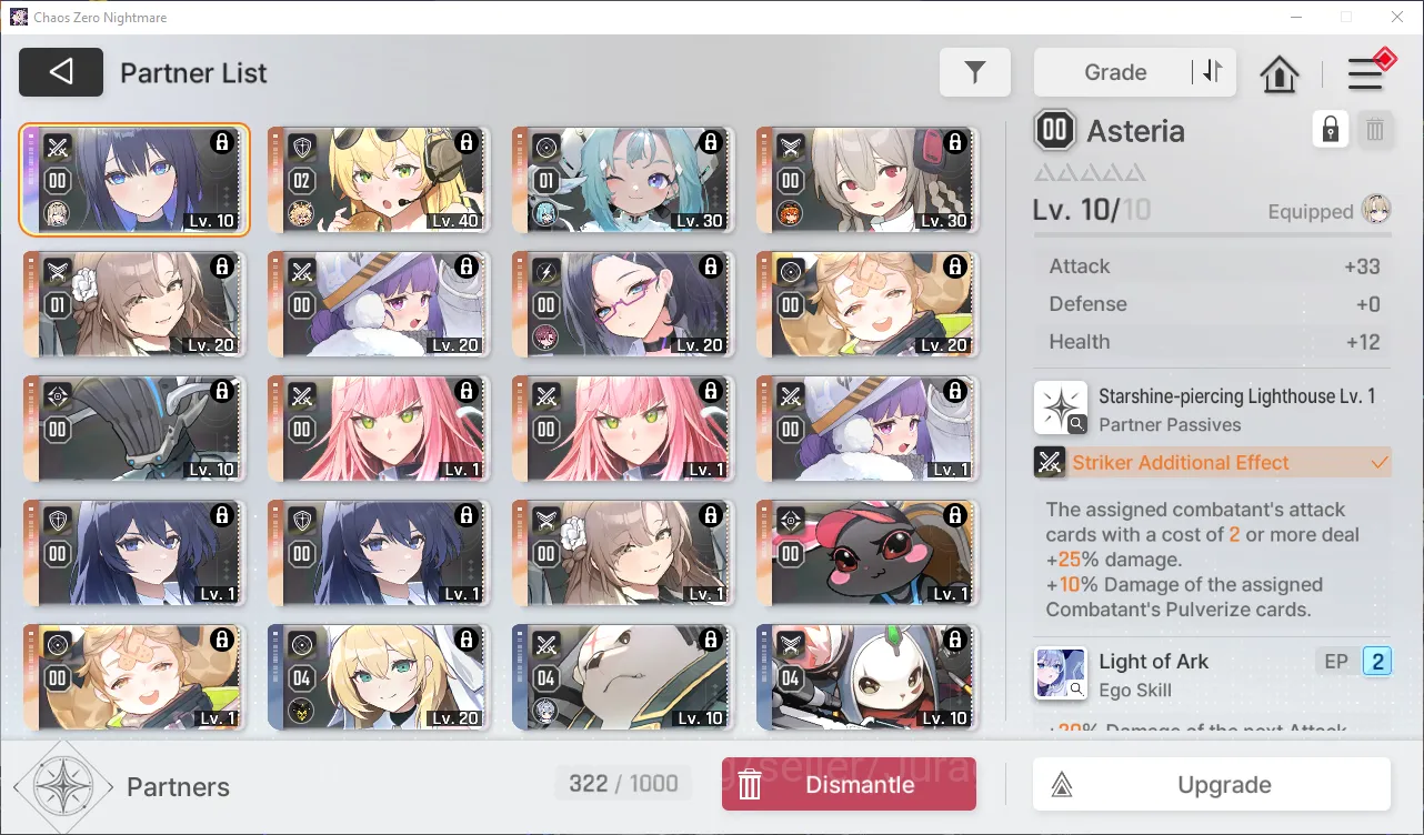 Chaos Zero Nightmare Accounts GLOBAL Lv36| 4 SSR (MagnaM1, Haru, Kayron, Orlea) + 10 SR (BerylM5,MikaM3,etc) + Partner 7