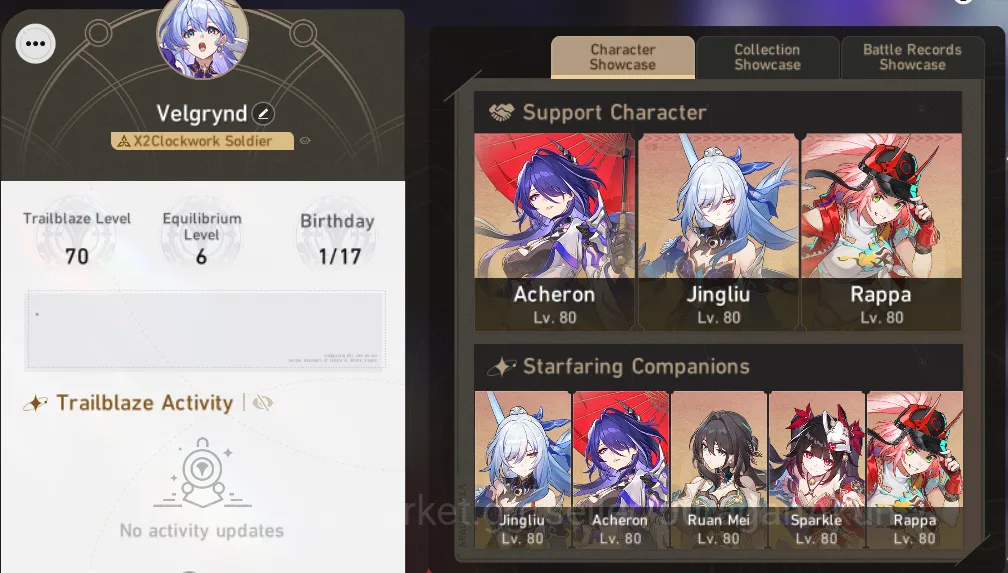 Honkai Star Rail Mid Game ASIA [TL70] 9 Limited (RappaE1+Sign, Archeron+Sign image 1