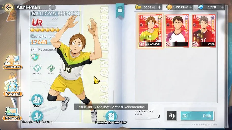 HAIKYU!! FLY HIGH Accounts SEA|Lvl 44|1,7K DM|3 UR [Osamu+Memo,Motoya,Wakatoshi]+13 4