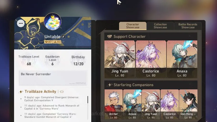 Honkai Star Rail Accounts Mid Game ASIA|TL 68|11 Limited |[Anaxa,JingYuan]+sign 4