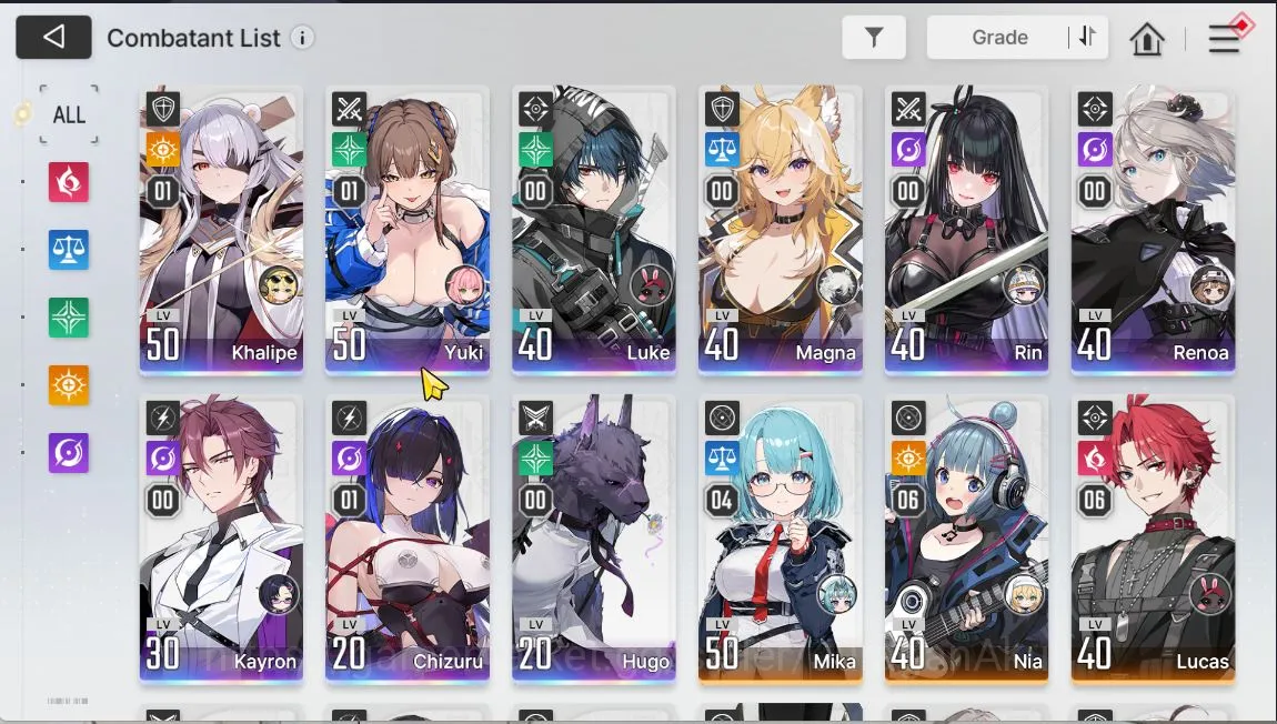 Chaos Zero Nightmare Accounts GLOBAL Lv 43|9 SSR(ChizuruM1,YukiM1,KhalipeM1,Rin,Hugo,Kayron,Etc 5