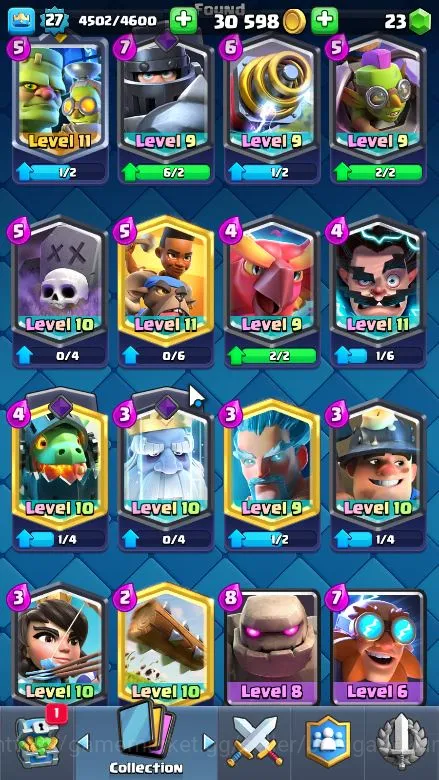 Clash Royale Accounts Midgame Lvl 27|Trophy 3830|KTL 10|Limited Skin|Card 103|2 EVO,1 Champ,13 Legend,30 Epic,30 Rare,29 2