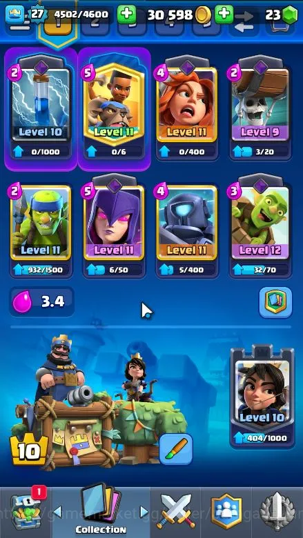 Clash Royale Accounts Midgame Lvl 27|Trophy 3830|KTL 10|Limited Skin|Card 103|2 EVO,1 Champ,13 Legend,30 Epic,30 Rare,29 3
