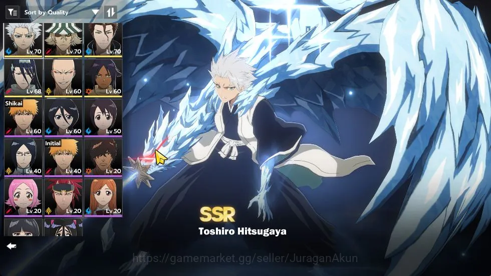 BLEACH: Soul Resonance Accounts NuverseSEA|Lv55|6 SSR [(Toshiro,Urahara,Aizen,Byakuya,Ikkaku)+Sign,Yoruichi]+11 3
