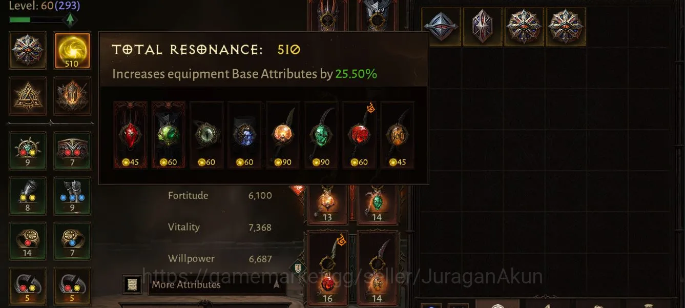 Diablo Immortal Accounts Mid-Tier SEA - Izual|Lv 60(293)|Ready Farm - Tempest 25700 CR + 510 Reso| Esessence Lvl 2 12/30 2
