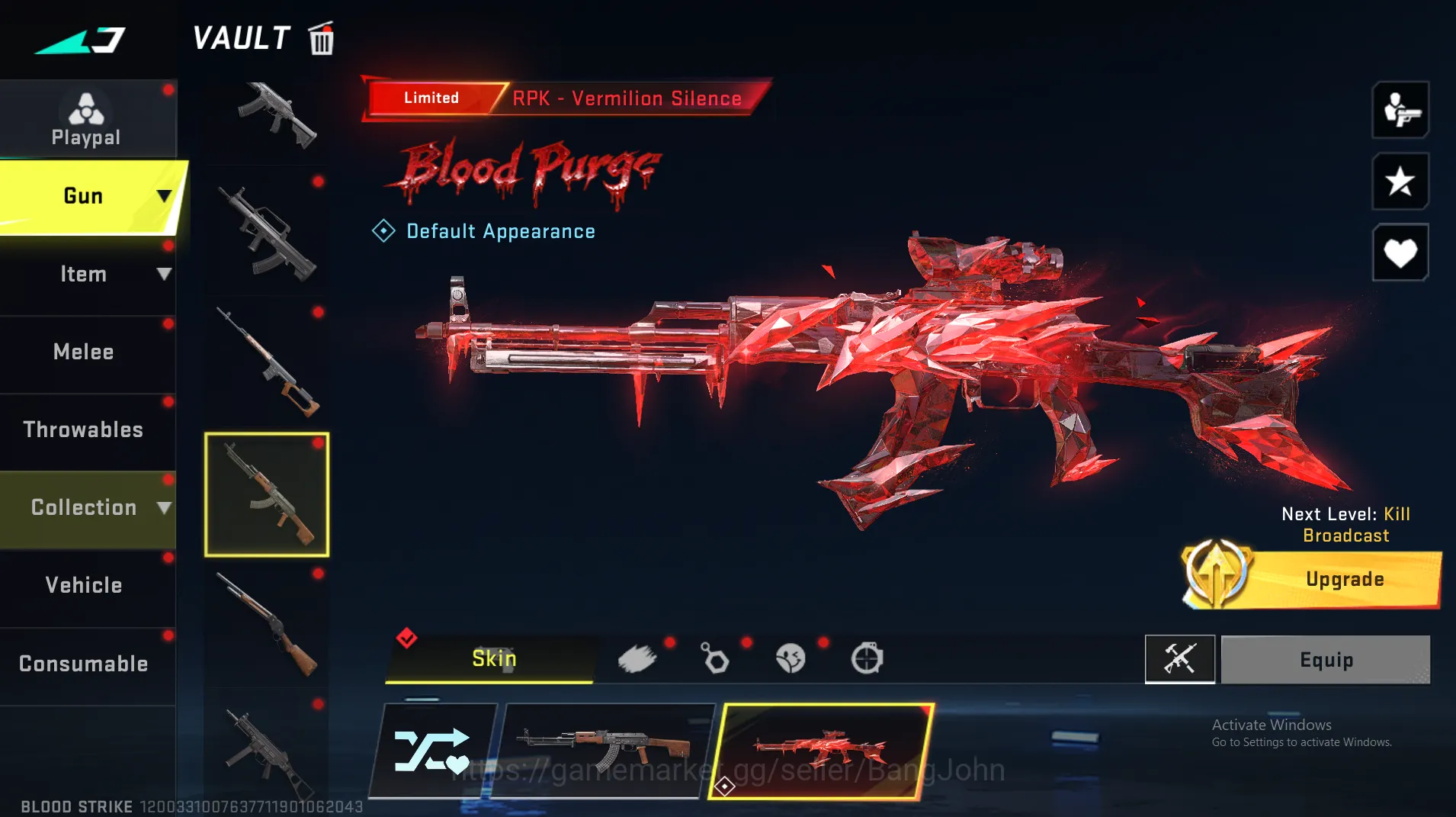 Blood Strike Accounts Others "MP5 Legend | M700 Legend | AR97 Legend | MCX Eva |  FAL Ultra | Galil Ultra | RPK Limit 8