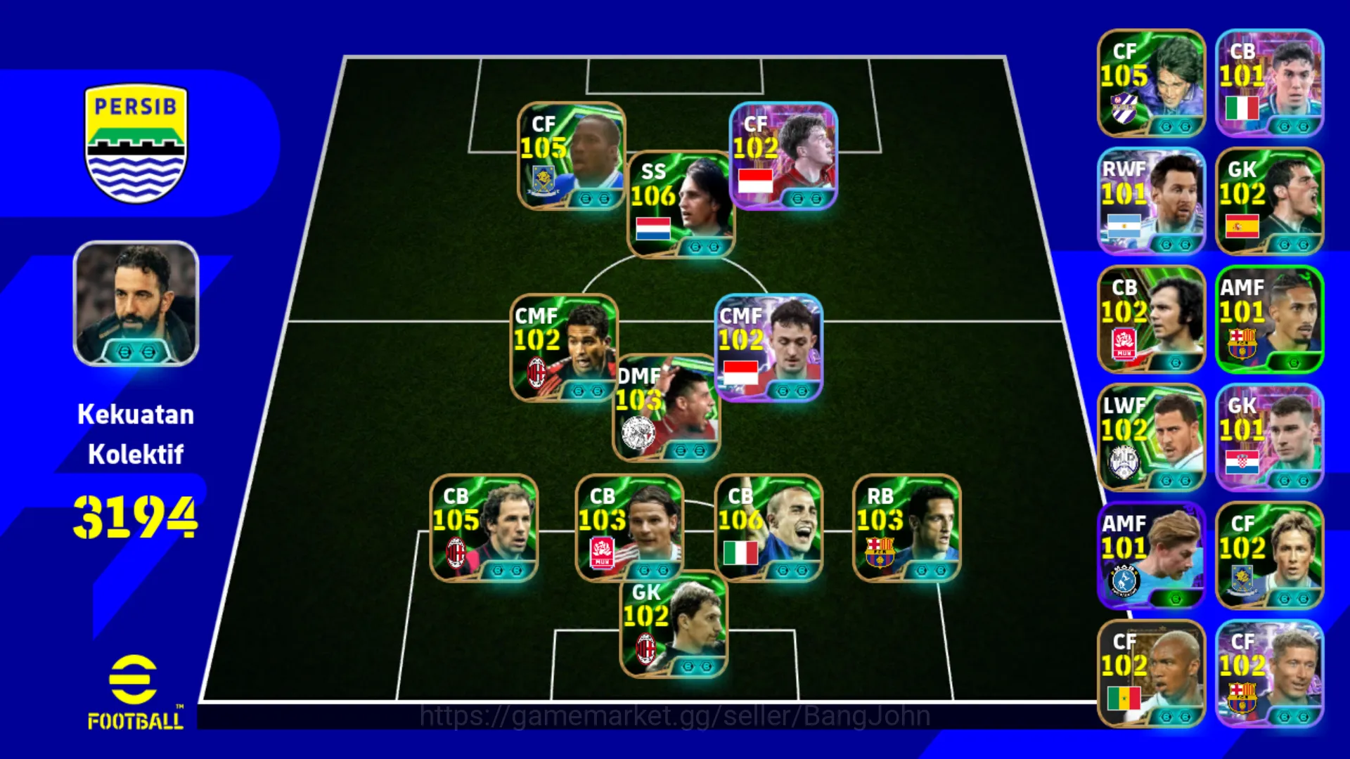 eFootball Others Power 3194 | Drogba Epic db , Cruyff Epic db , Ole image 1