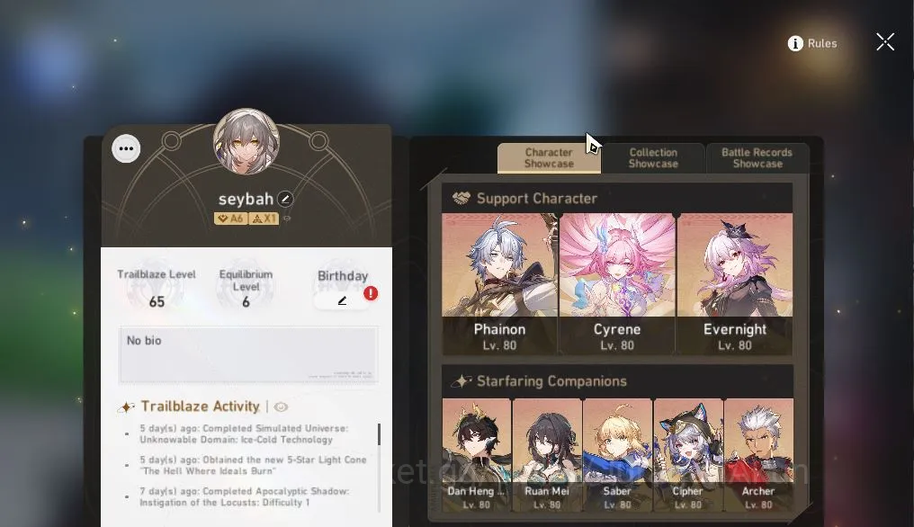 Honkai Star Rail Mid Game ASIA|TL 65|9 Limited|[Phainon,Saber,Archer]+Sign,C image 1