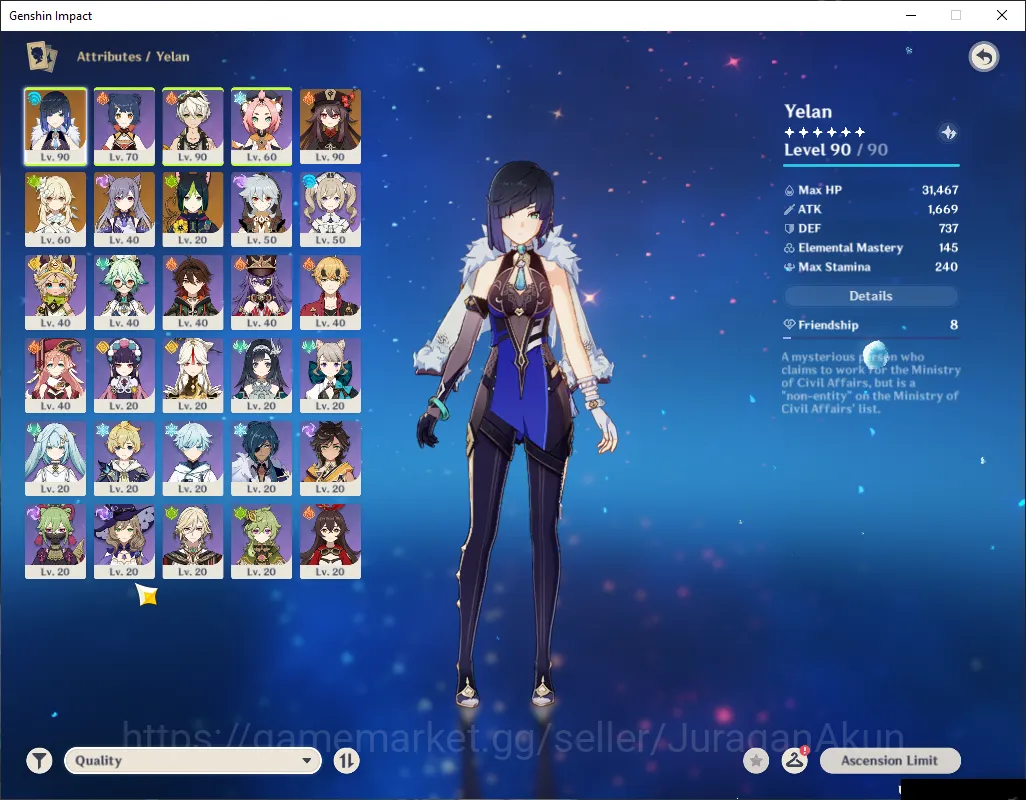 Genshin Impact Accounts Mid Game ASIA ||AR 53 ||2 Limited 2+(5*Weapon)|(Yelan C2+Sign) |Hu 2